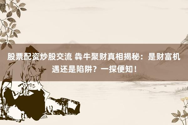 股票配资炒股交流 犇牛聚财真相揭秘：是财富机遇还是陷阱？一探便知！