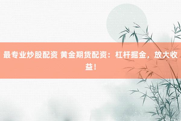 最专业炒股配资 黄金期货配资：杠杆掘金，放大收益！