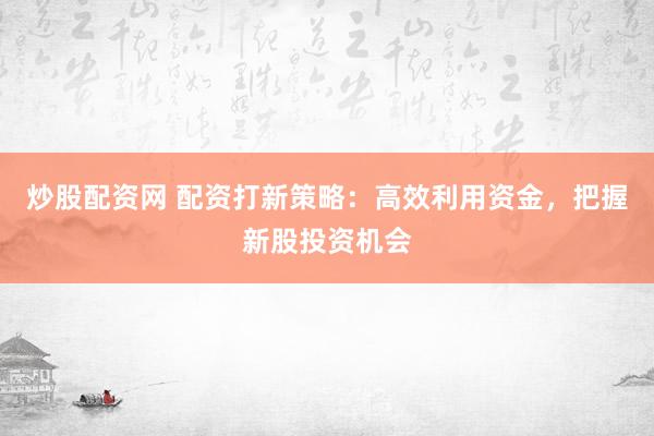 炒股配资网 配资打新策略：高效利用资金，把握新股投资机会
