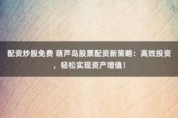 配资炒股免费 葫芦岛股票配资新策略：高效投资，轻松实现资产增值！