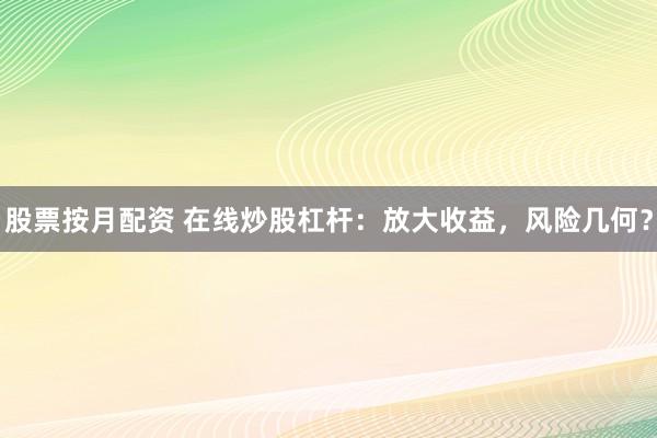 股票按月配资 在线炒股杠杆:放大收益,风险几何?