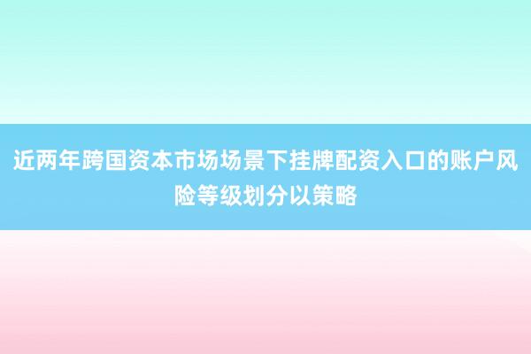 近两年跨国资本市场场景下挂牌配资入口的账户风险等级划分以策略