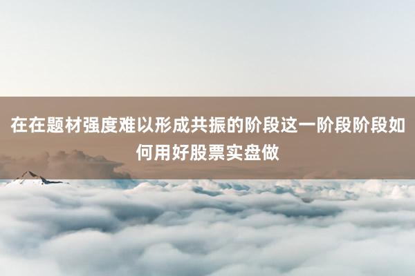 在在题材强度难以形成共振的阶段这一阶段阶段如何用好股票实盘做
