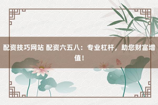 配资技巧网站 配资六五八：专业杠杆，助您财富增值！