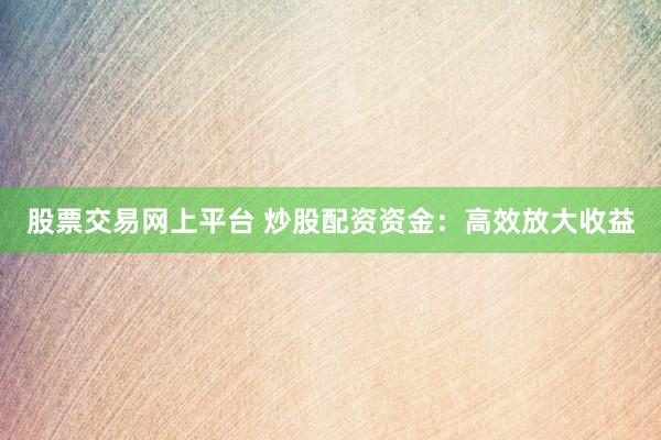 股票交易网上平台 炒股配资资金：高效放大收益