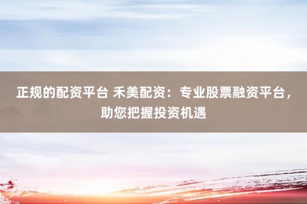 正规的配资平台 禾美配资:专业股票融资平台,助您把握投资机遇