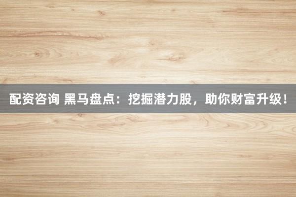 配资咨询 黑马盘点：挖掘潜力股，助你财富升级！